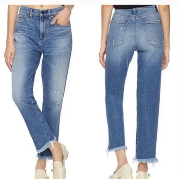 HALE Tyler Senna Distressed Cropped Boyfriend Jean with Raw Hem Size 28 - Picture 1 of 11